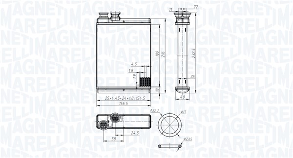 Schimbator caldura, incalzire habitaclu 350218486000 MAGNETI MARELLI