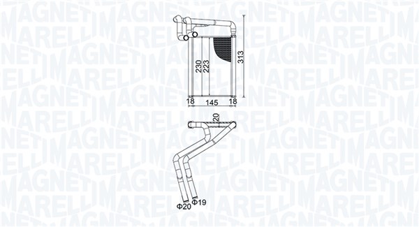 Schimbator caldura, incalzire habitaclu 350218488000 MAGNETI MARELLI