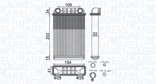 Schimbator caldura, incalzire habitaclu 350218512000 MAGNETI MARELLI