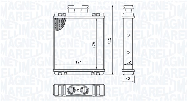 Schimbator caldura, incalzire habitaclu 350218517000 MAGNETI MARELLI