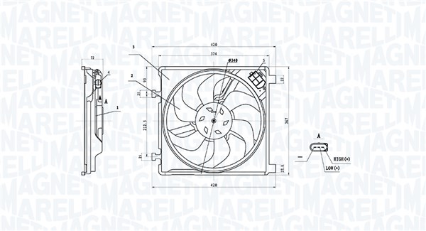 Ventilator, radiator 069422896010 MAGNETI MARELLI
