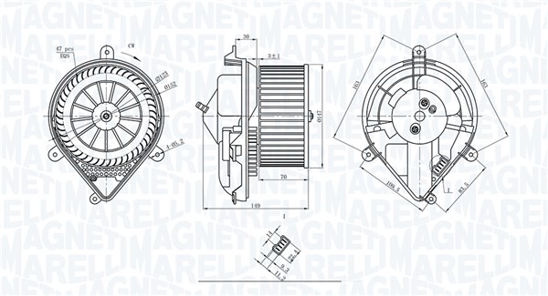 Ventilator, habitaclu 069412228010 MAGNETI MARELLI