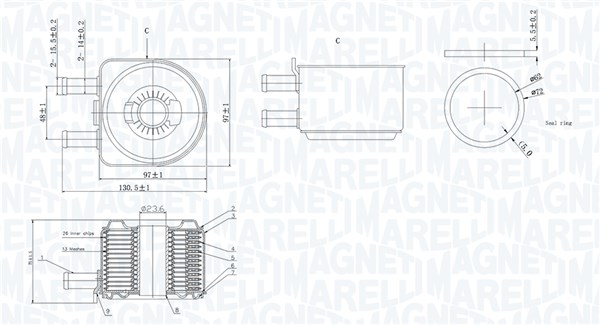 Radiator ulei, ulei motor 350300005800 MAGNETI MARELLI