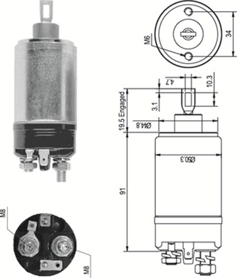Solenoid, electromotor 940113050088 MAGNETI MARELLI