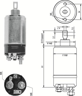 Solenoid, electromotor 940113050090 MAGNETI MARELLI