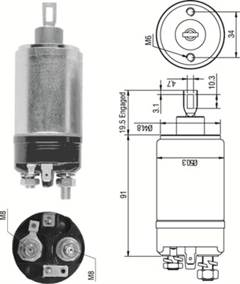 Solenoid, electromotor 940113050246 MAGNETI MARELLI