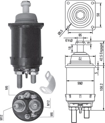 Solenoid, electromotor 940113050314 MAGNETI MARELLI